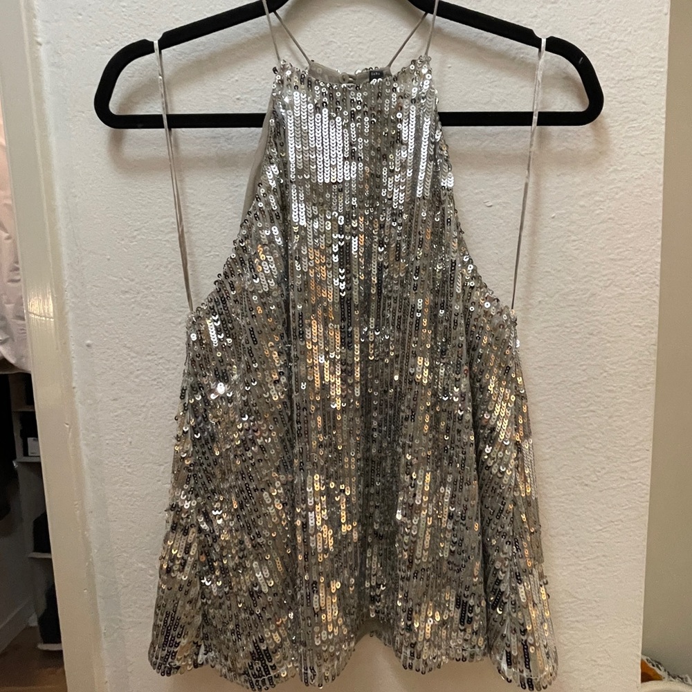 NWT Zara silver sequin halter top in size M